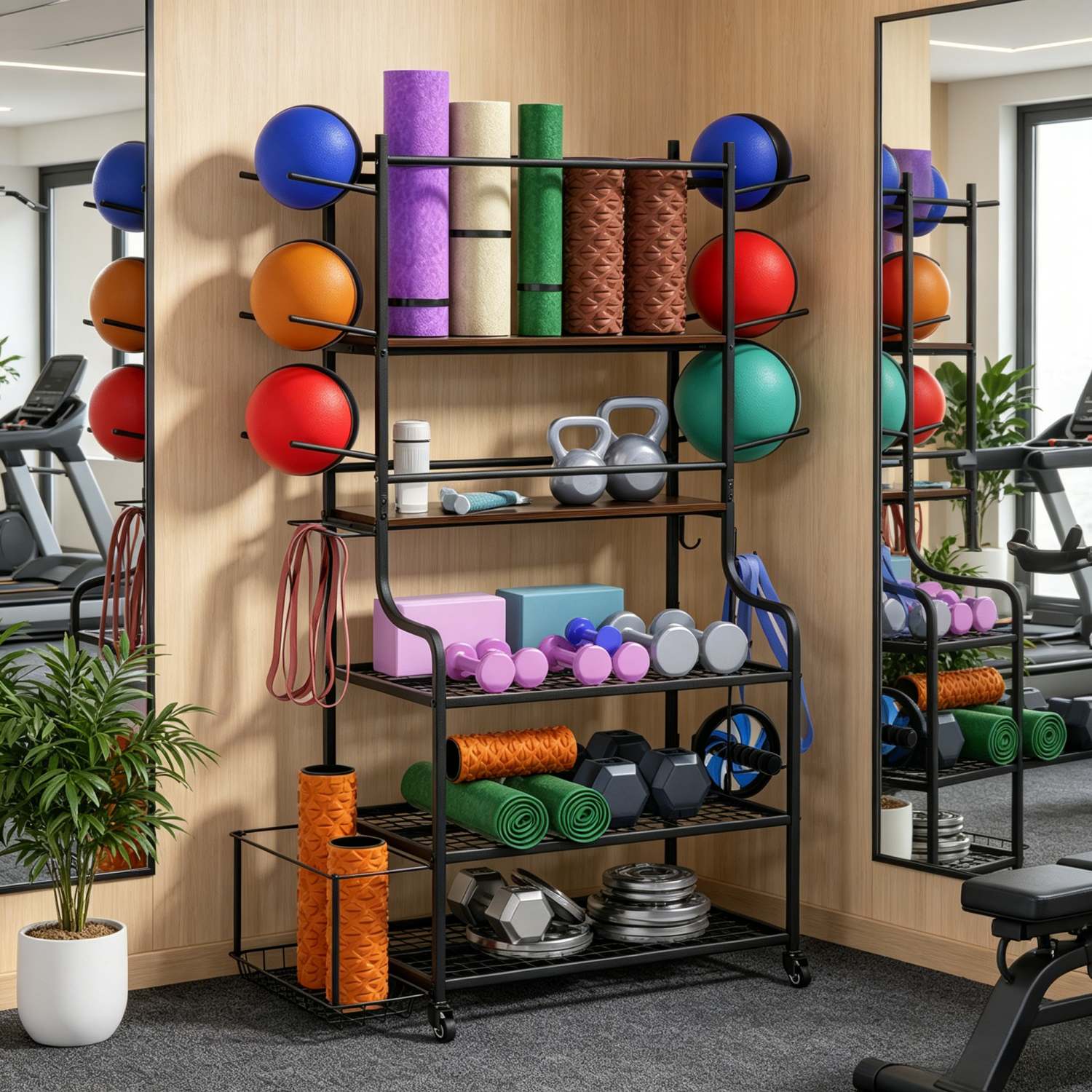 Yoga Fitness Gear - Yoga Mat Storage Rack Home Gym