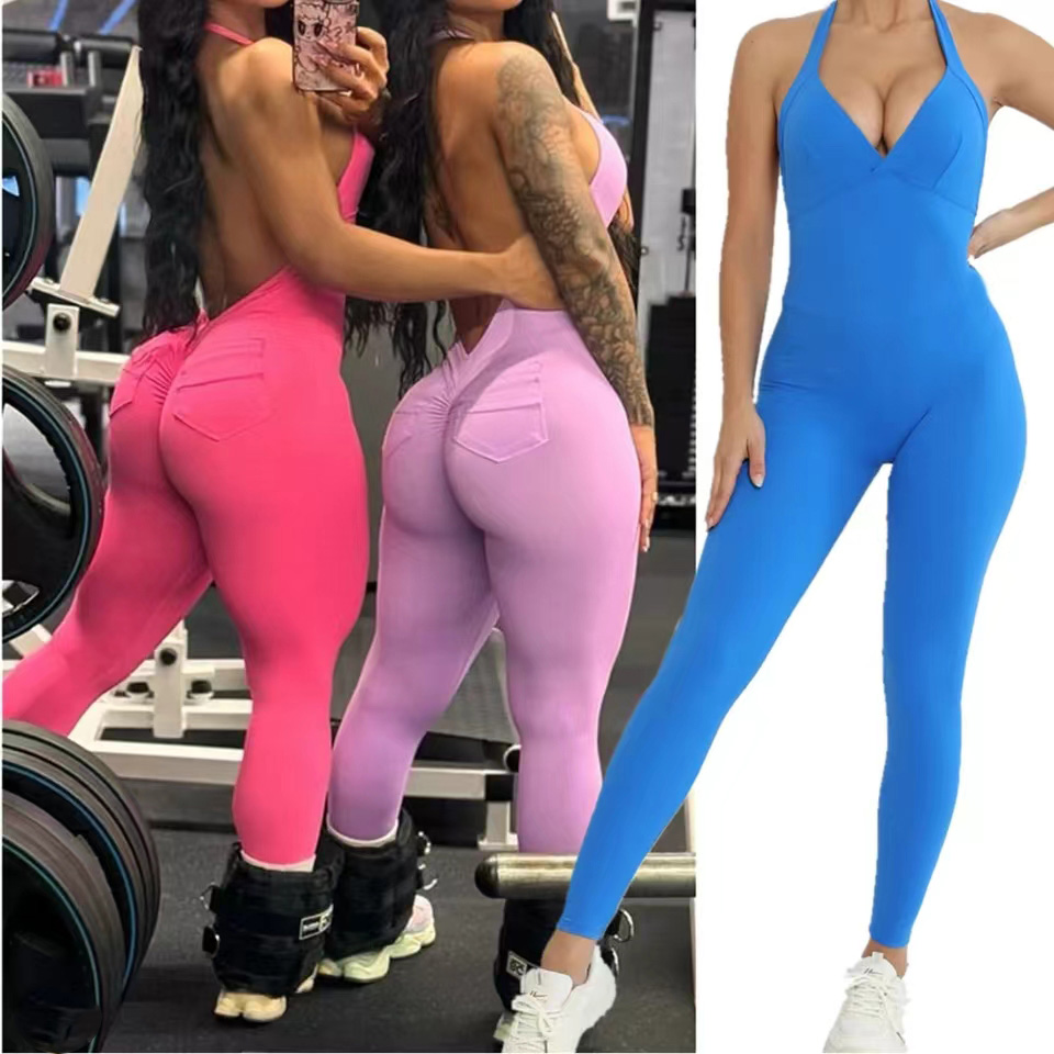 Yoga Fitness Tapis - Pad Halter V Scrunch Romper Women