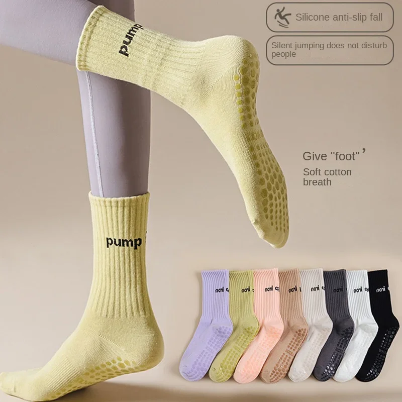 Women Mid Tube Yoga Socks Anti - Yoga Fitness Youtube ulasan dan harga
