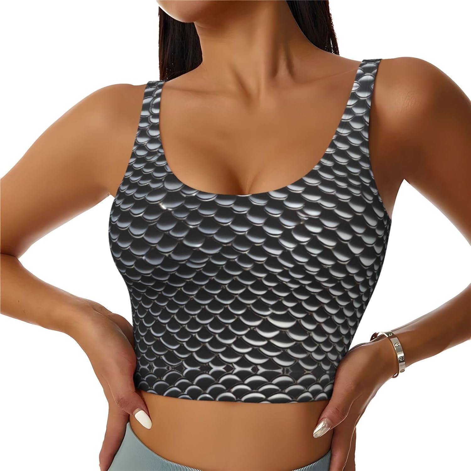 Silver fish scale Printed Wome - Yoga Fitness Girl ulasan dan harga