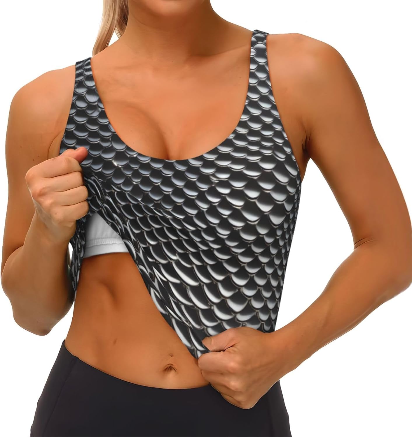 Silver fish scale Printed Wome - Yoga Fitness Girl ulasan dan harga
