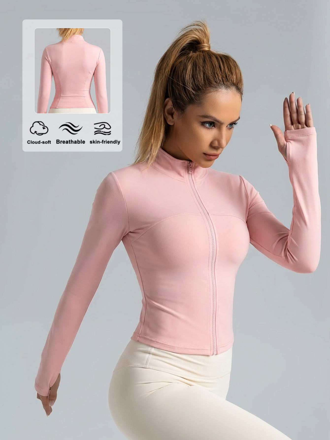 New Women Light pink Yoga Coat - Yoga Fitness Women ulasan dan harga