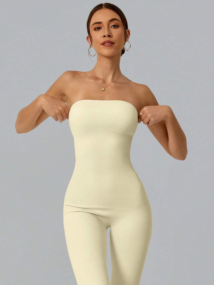 Solid Color Seamless Tube Top  - Yoga Fitness Youtube ulasan dan harga