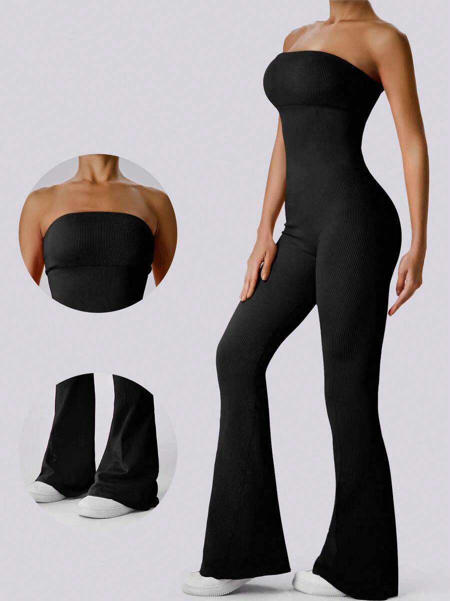 Solid Color Seamless Tube Top  - Yoga Fitness Youtube ulasan dan harga