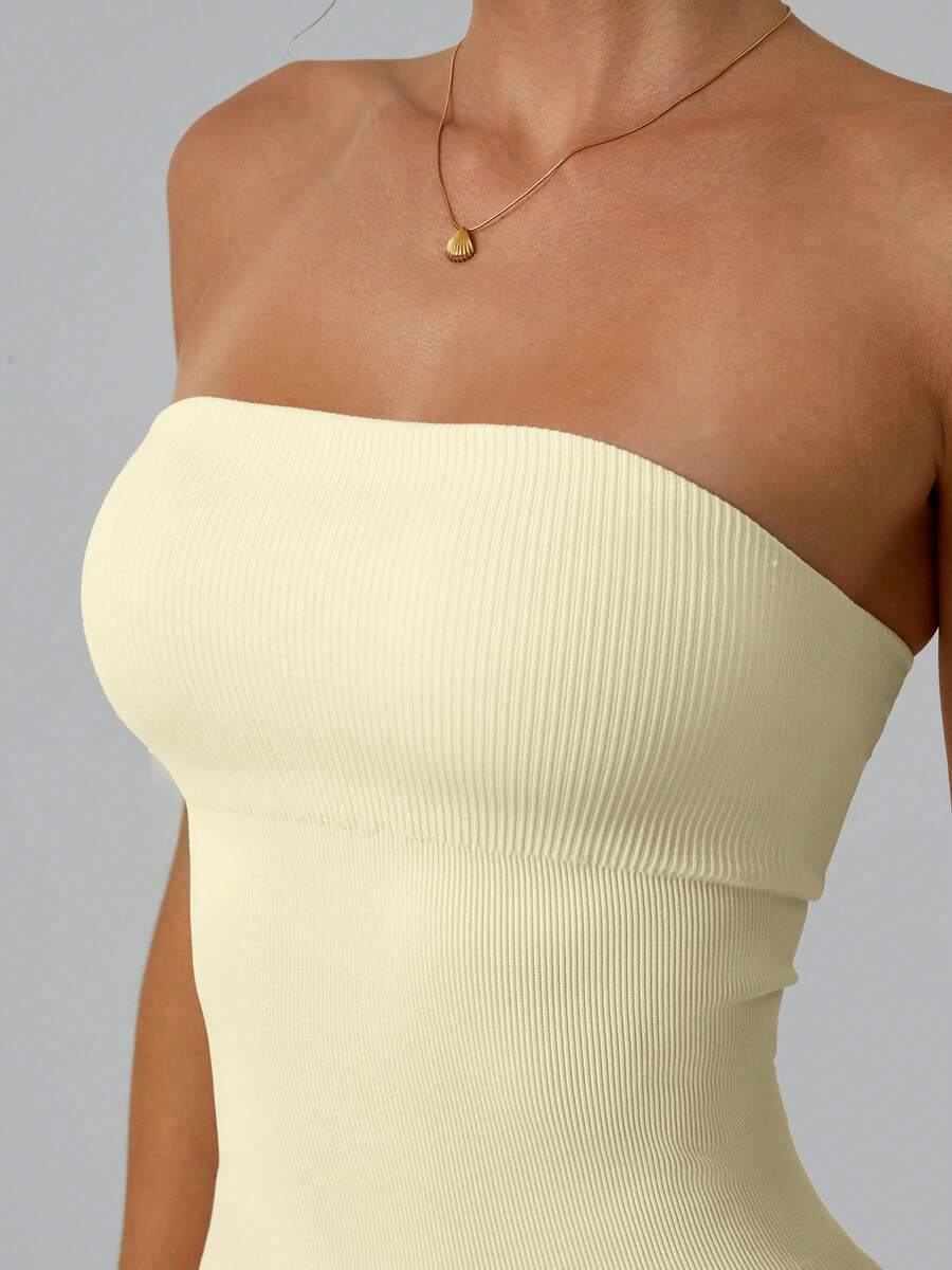 Solid Color Seamless Tube Top  - Yoga Fitness Youtube ulasan dan harga