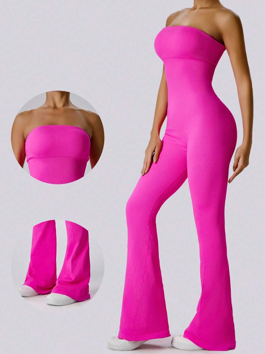 Solid Color Seamless Tube Top  - Yoga Fitness Youtube ulasan dan harga