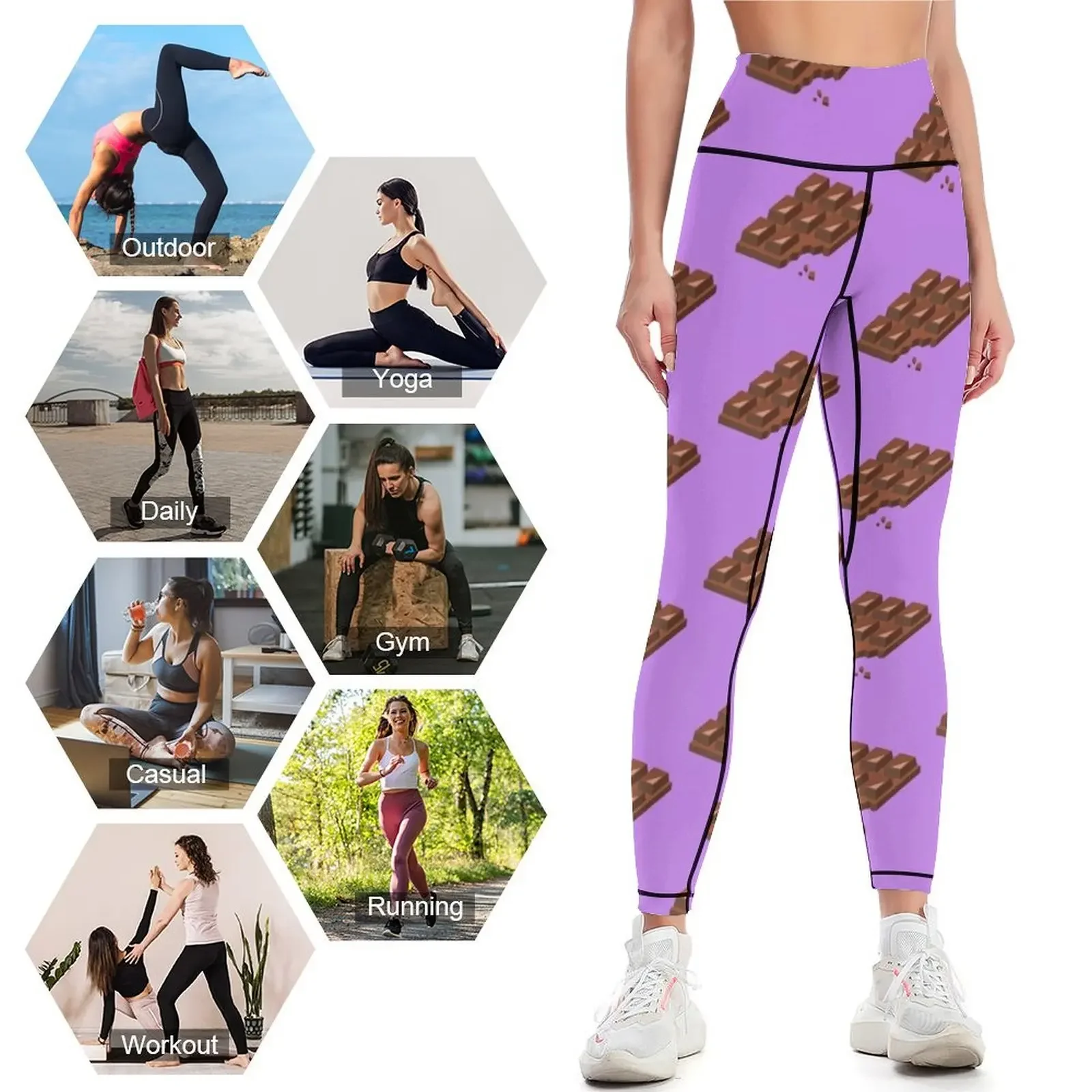 Chocolate bar Leggings for phy - Yoga Fitness Bar ulasan dan harga