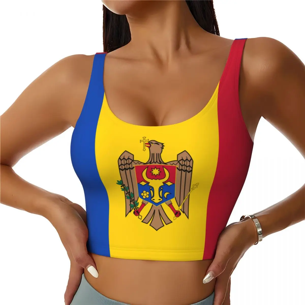 Moldova Flag Basic Tops Women  - Yoga Fitness Women ulasan dan harga