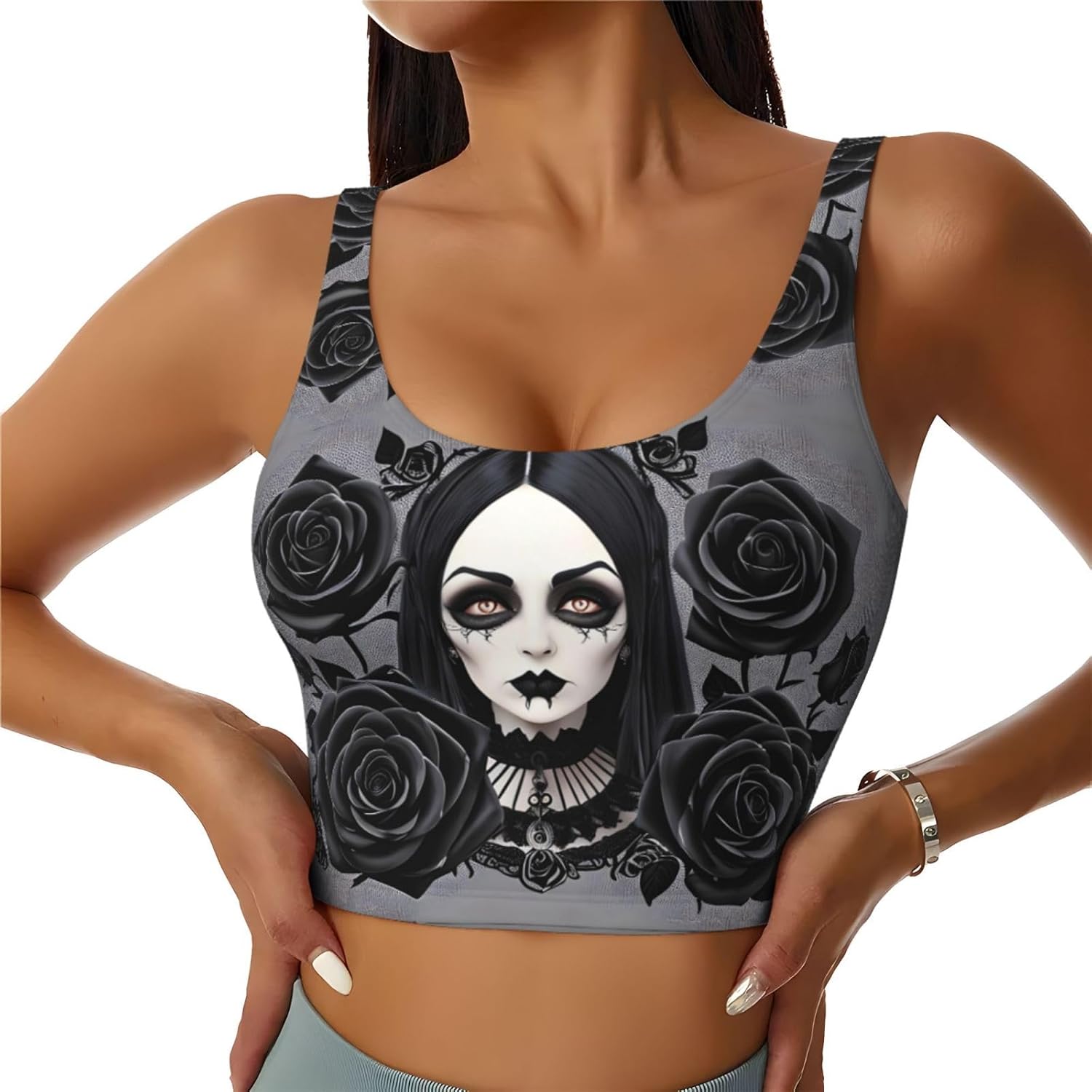 gothic black roses Printed Wom - Yoga Fitness Women ulasan dan harga