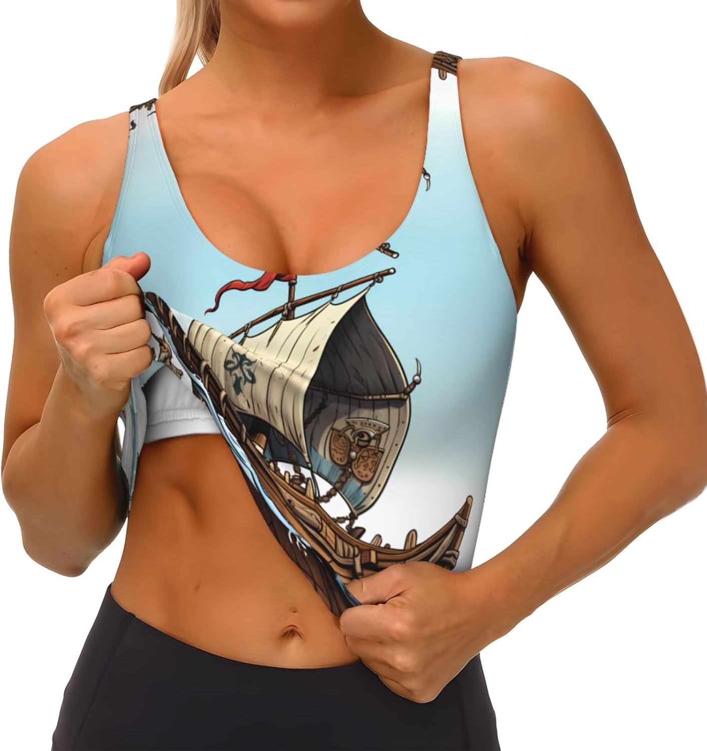 Cartoon Old Boat Prints Women' - Yoga Fitness Women ulasan dan harga