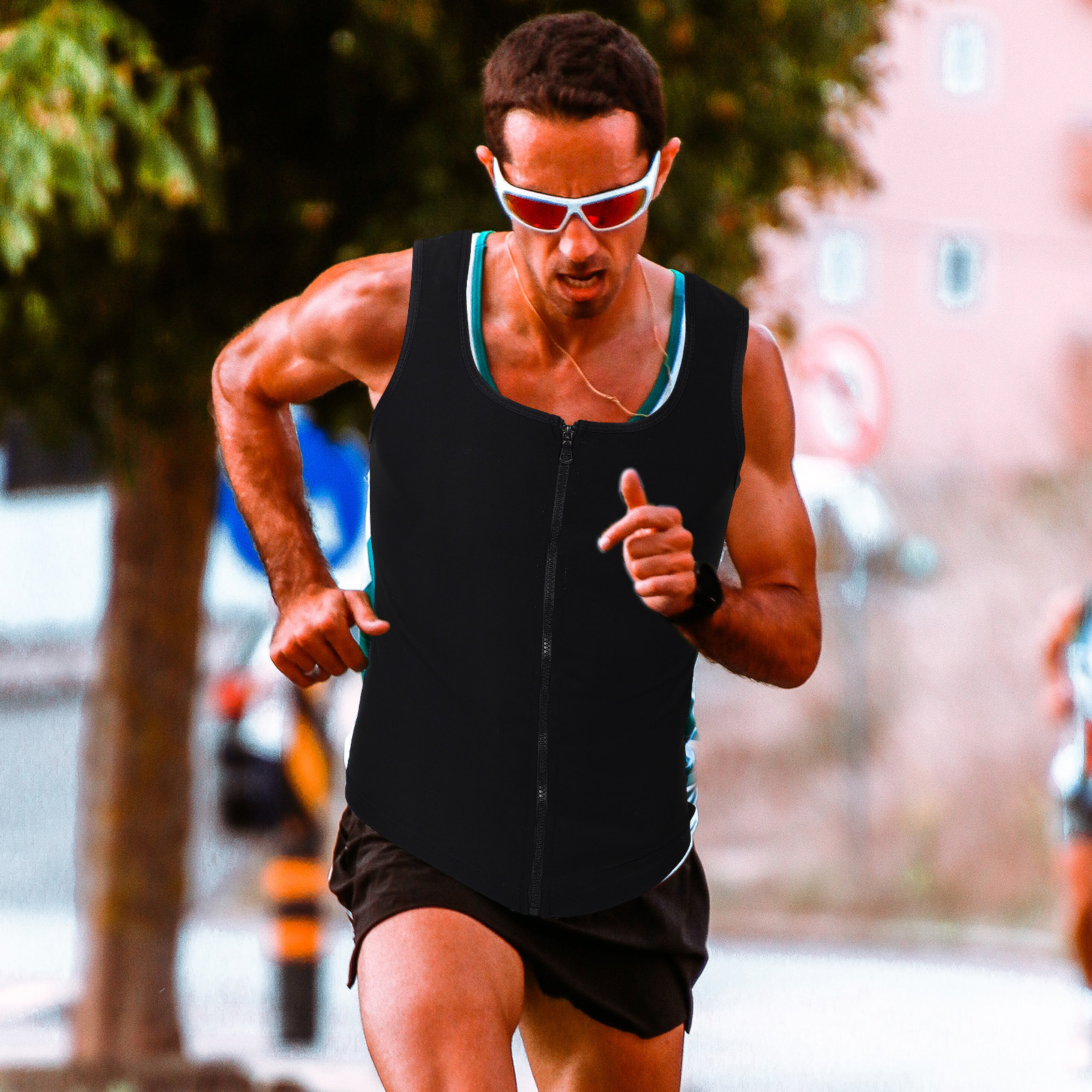 Mens Zip Up Sweat Vest Workout - Yoga Fitness Gear ulasan dan harga