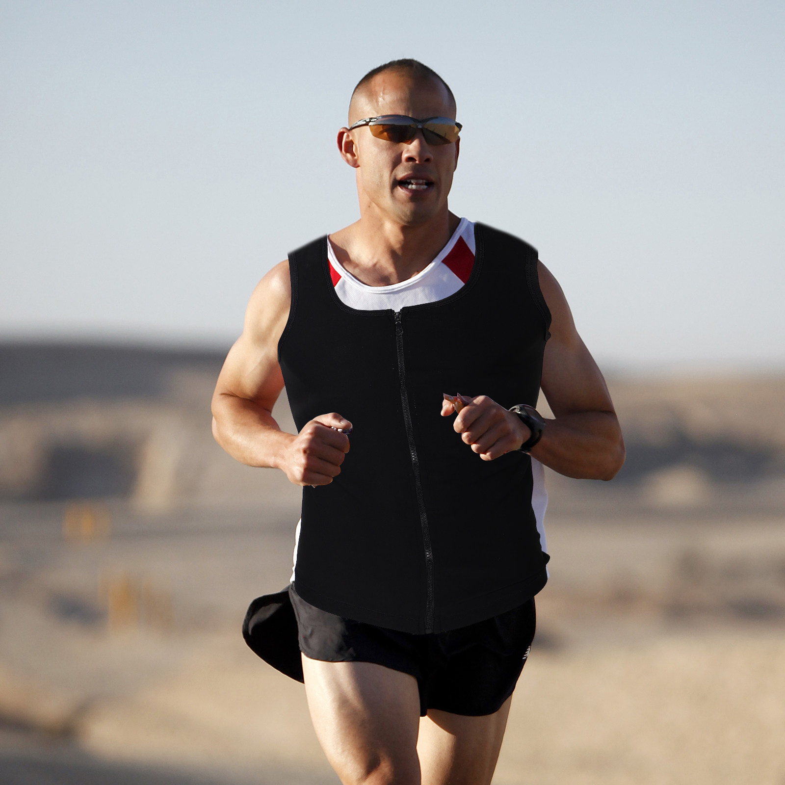 Mens Zip Up Sweat Vest Workout - Yoga Fitness Gear ulasan dan harga